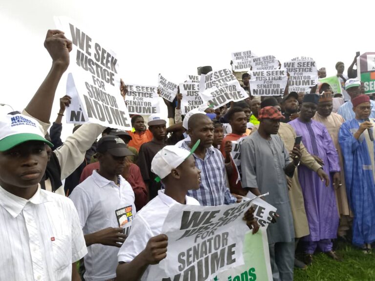 Borno protesters storm Abuja, demand Ndume’s reinstatement