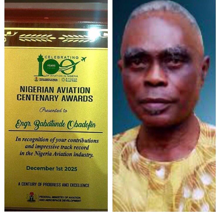 Obadofin honoured as Aviation icon at national awards in Abuja